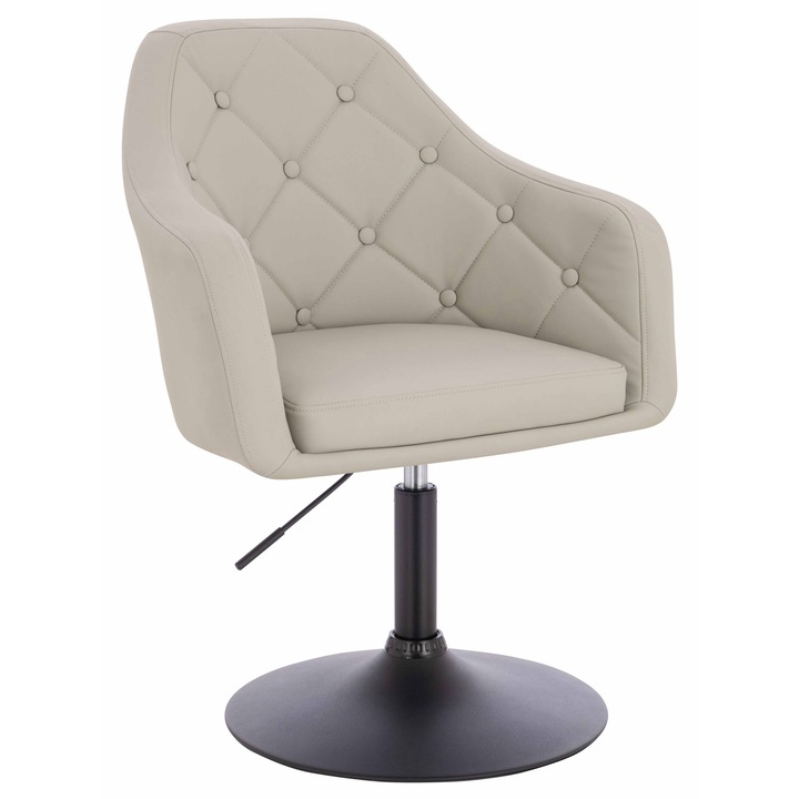 Scaun de birou, Votana, HR831N, Piele Ecologica Premium Soft, Baza Neagra, Ecru