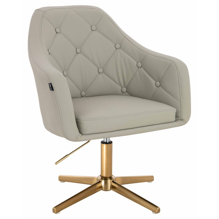 Scaun de birou, Votana, HR831CROSS, Piele Ecologica Premium Soft, Baza Aurie, Culoare