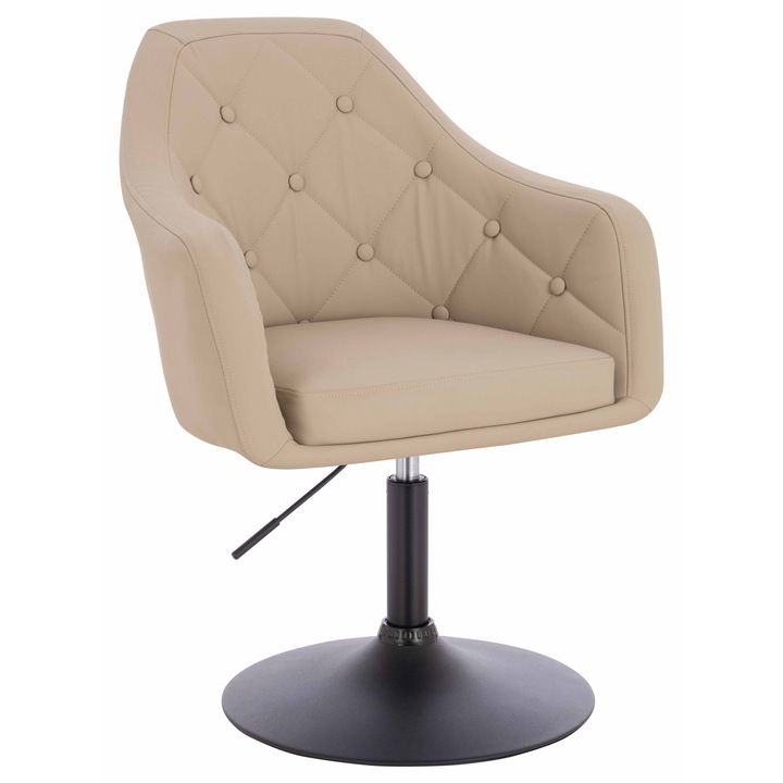 Scaun de birou, Votana, HR831N, Piele Ecologica Premium Soft, Baza Neagra, Crem