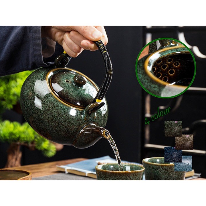 Керамичен чайник HANIPOL, ретро дизайн, 1.5л, бял