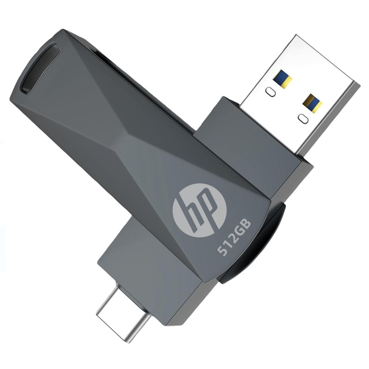 HP 512GB USB pendrive, USB-C, 100MB/s olvasási sebesség, fekete, hordozható