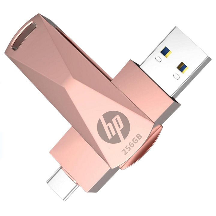 USB памет 256GB HP, USB-C, USB 3.0, скорост на четене 100MB/s, метална, преносима