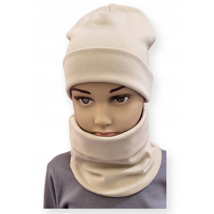 Set caciula/fular copii, Dartomik, Bej, 46-50 CM