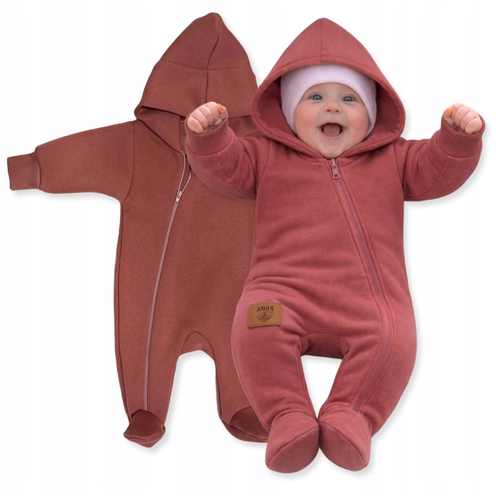 Salopeta copii, Dartomik, bumbac, gluga, roz