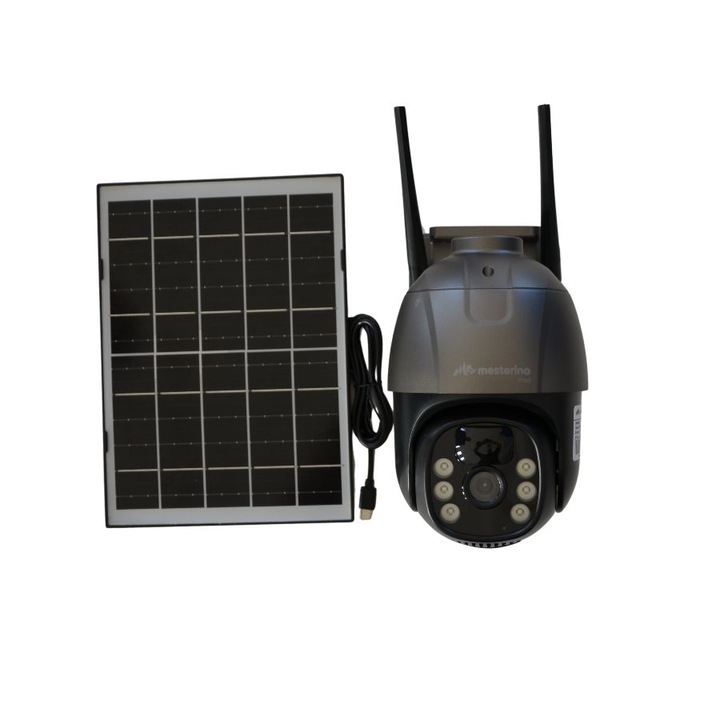 Camera de supraveghere WI-FI MESTERINO VISIO MT-IPE7174-WF, cu panou solar, 4MP, senzor de miscare, PTZ, by ENSTER