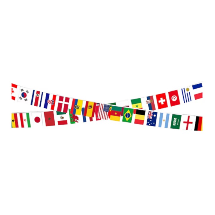 Set 32 de steaguri Tianhoo, 14 x 21 cm, lungime totala 10 m, poliester, multicolor