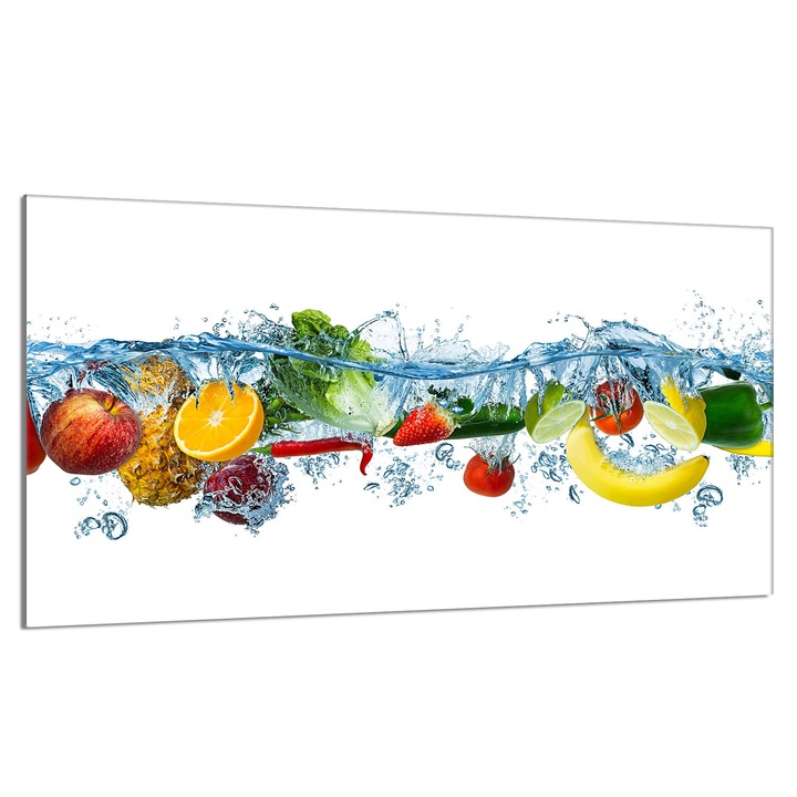 Placa de protectie din sticla pentru aragaz 90x52 cm, TMK ArtDeko, design cu fructe, multifunctionala