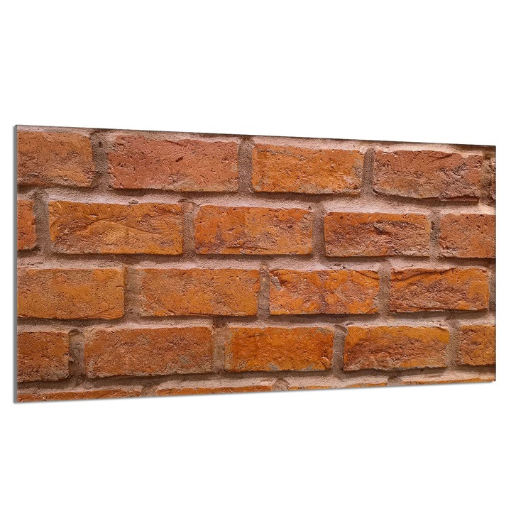 Placa de protectie din sticla pentru aragaz 90x52 cm, TMK ArtDeko, design caramida, multifunctionala