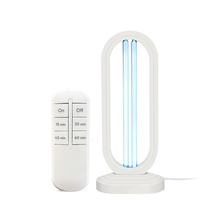 Lampa UV-C sterilizatoare, Rqiurpn, 185nm, 38W, 40mp, Telecomnda cu Temporizare, Rata de dezinfectie antibacteriana 99%, Pentru casa, Birou, Scoala, 180*415mm, Alb
