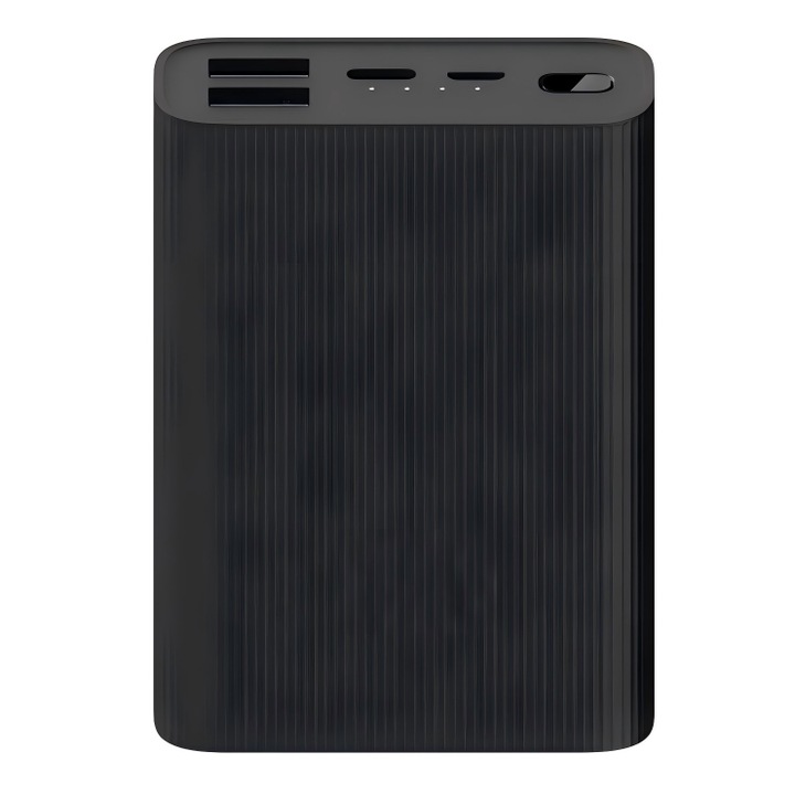Baterie externa portabila 10000 mAh, incarcare rapida 22.5W, dual USB-A + USB tip C, neagra