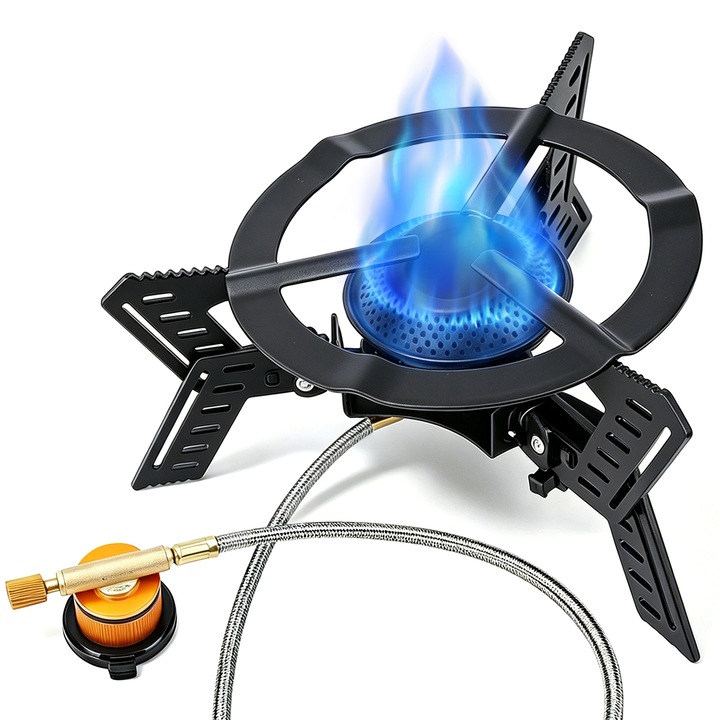Aragaz Cu Gaz Rezistent La Vant Pentru Picnic In Aer Liber, Model „Flying Saucer”, Ultrixe®, Negru