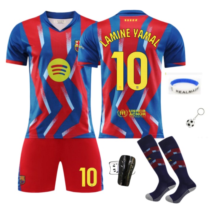 ANUTETOUNI Echipament sportiv pentru copii, tricou de deplasare Barcelona 10 Yamal, sezon 25/26, poliester, culori variate, masuri, Multicolor