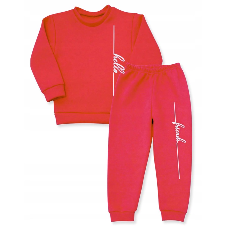 Set trening Dartomi, doua piese, imprimeu amarant, calduros, bumbac, rosu