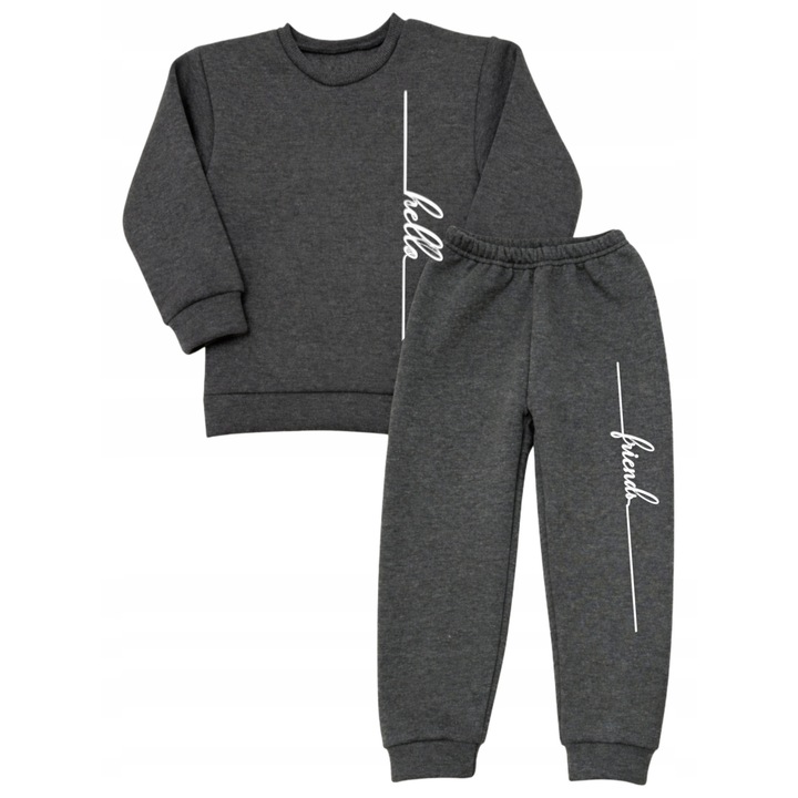 Set trening copii Dartomik, 2 piese, bumbac, gri antracit, calduros