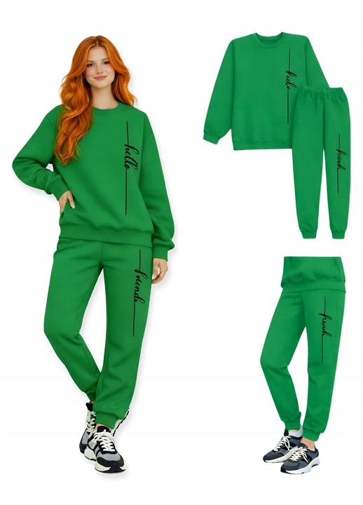 Set trening dama, Dartomik, calduros, bumbac, verde iarba, S INTL