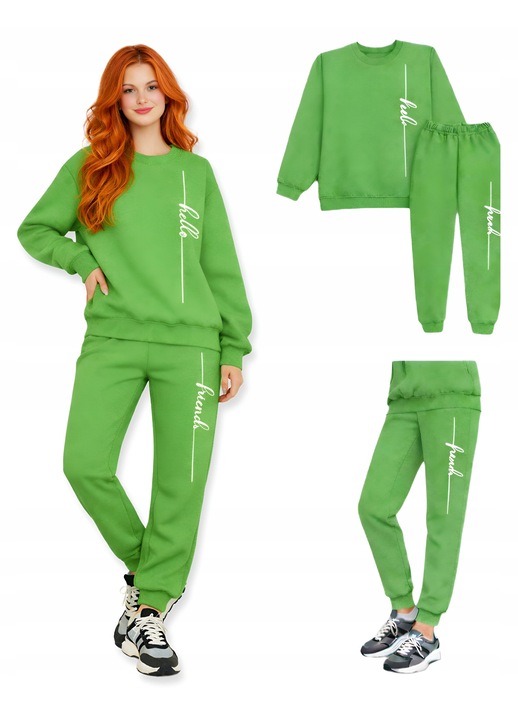 Set trening dama Dartomik, calduros, verde intens, bumbac, S INTL