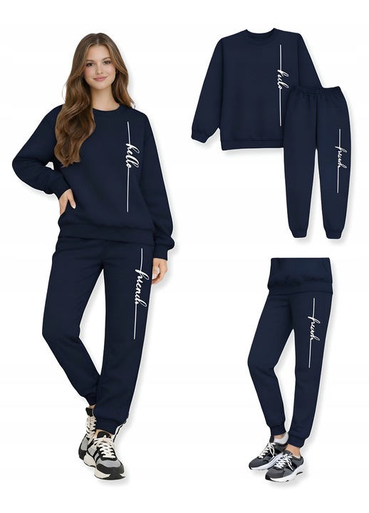 Set trening dama Dartomik, calduros, bleumarin, bumbac, S INTL