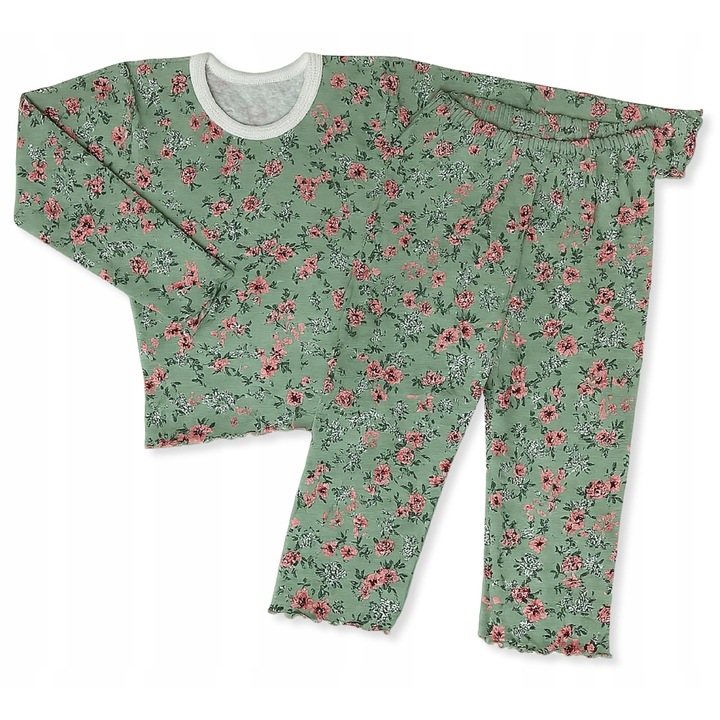 Pijama din bumbac Dartomik, 2 piese, verde, Verde