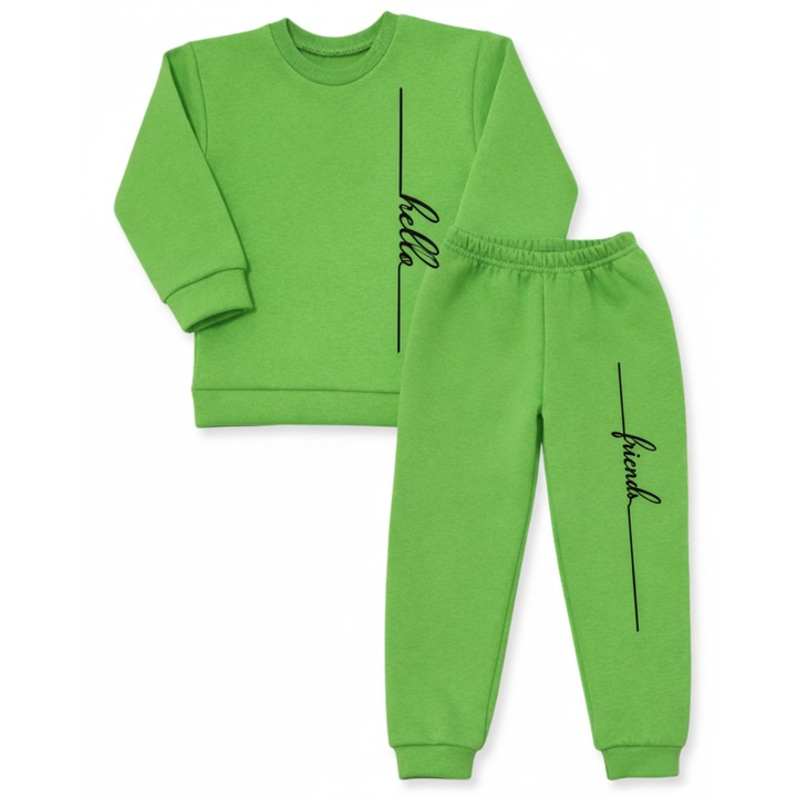 Set trening copii Dartomik, bluza cu maneca lunga + pantaloni lundwqfwqgi, bumbac, Verde