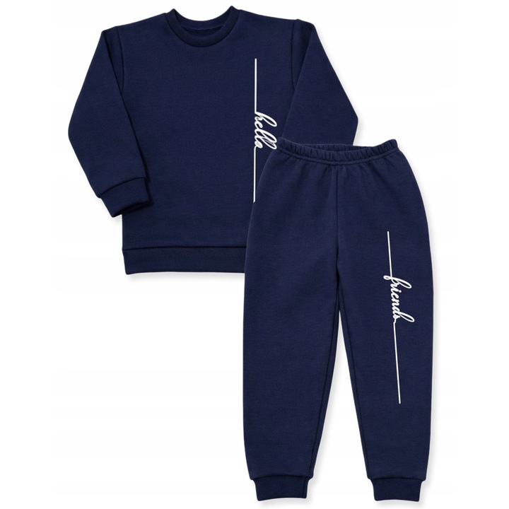 Set trening copii Dartomik, bluza cu maneca lunga + pantaloni bumbac, Bleumarin