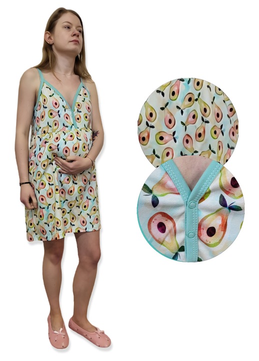 Pijamale dama, Dartomik, camasa de noapte, bumbac 100%, pentru alaptare