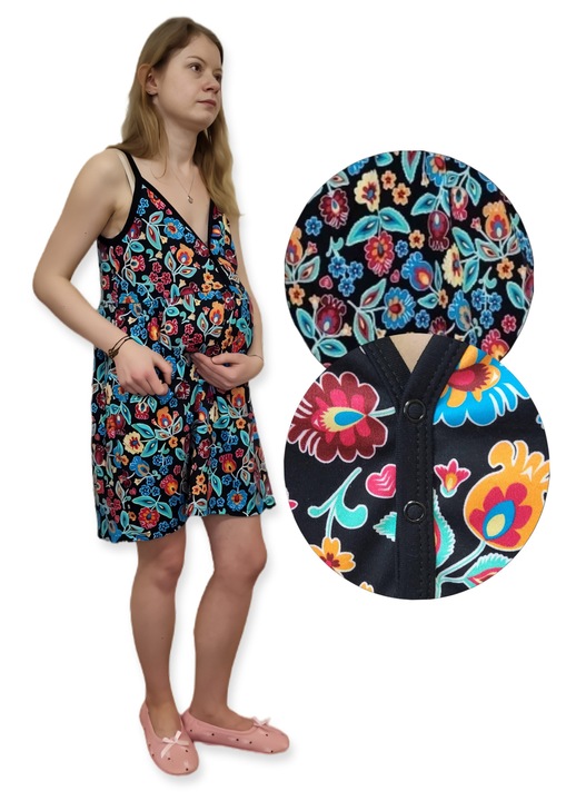 Pijamale dama, Dartomik, camasa de maternitate, bumbac 100%, bretele