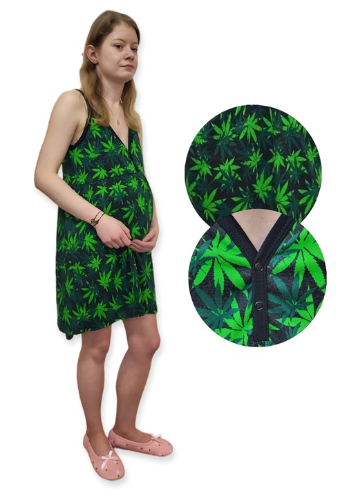 Pijamale dama, Dartomik, bumbac model frunze verzi