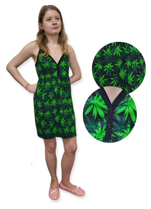 Pijamale dama, Dartomik, camasa de noapte, bretele, verde, bumbac