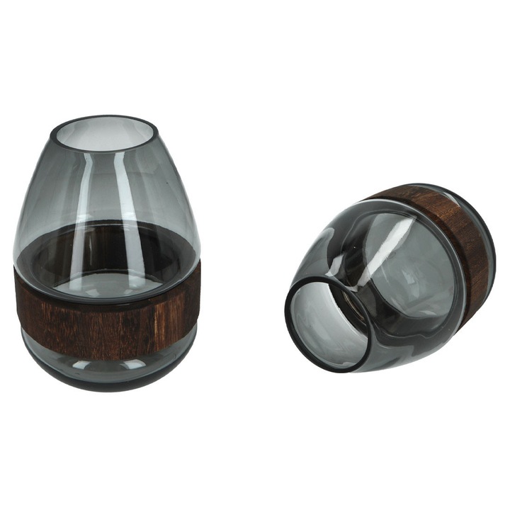 Декоративна стъклена ваза HANIPOL, прозрачна, за цветя, елегантна, 30x45см