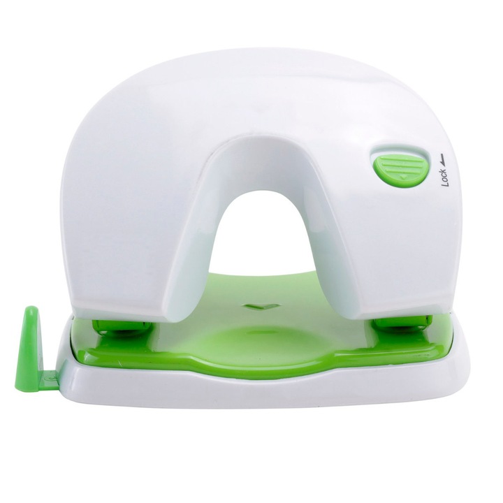 Perforator 20 coli E0123, constructie plastic cu baza metalica, 2 gauri, distanta 80 mm, culoare asortata