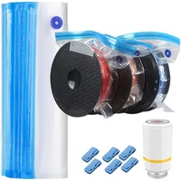 Kit de pungi vidate pentru consumabile de imprimare 3D, WALALLA, cu pompa automata, pachet de 30, 34 x 30 cm, potrivit pentru consumabile de imprimare 3D PLA, PETG, TPU de 1,75 mm, pungi de depozitare reutilizabile, albastru