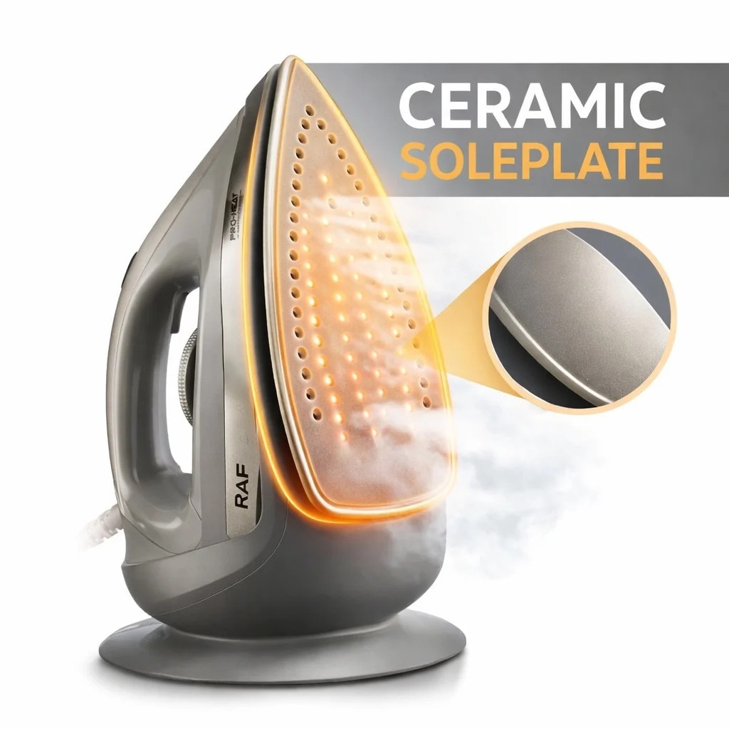 Aparat de calcat + statie RAF R.1357G, 2200W, talpa ceramica