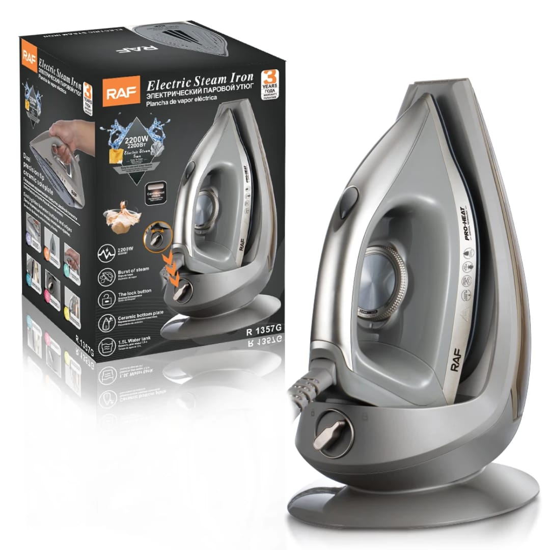 Aparat de calcat + statie RAF R.1357G, 2200W, talpa ceramica