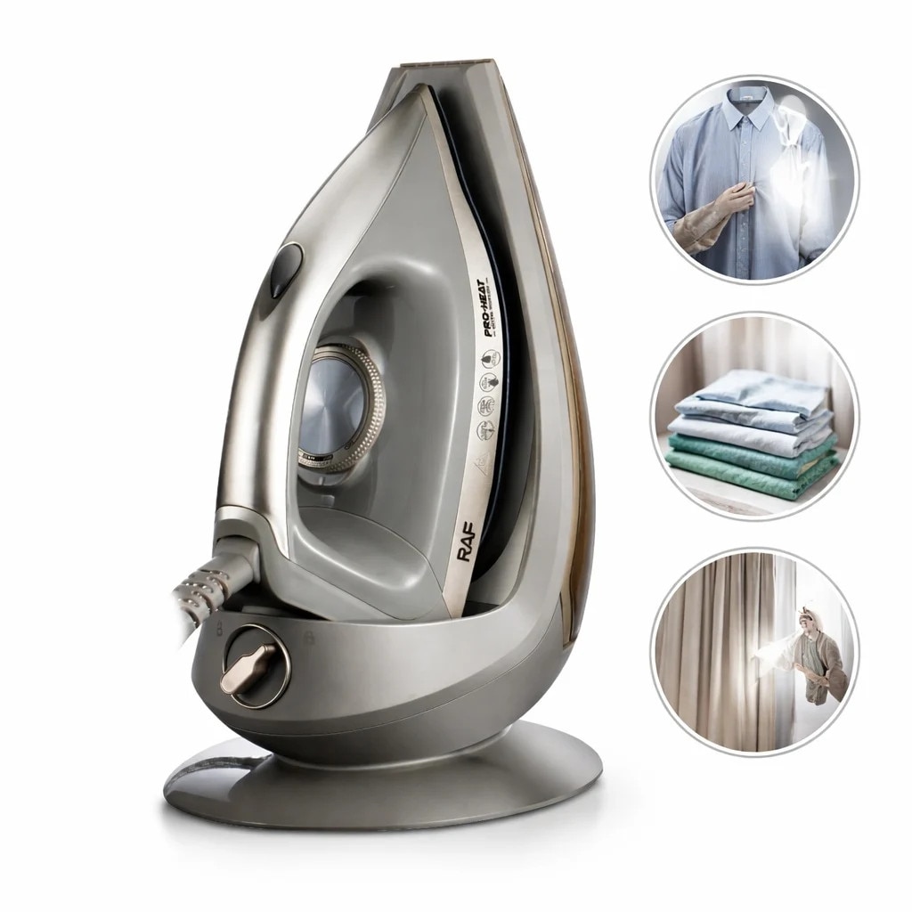 Aparat de calcat + statie RAF R.1357G, 2200W, talpa ceramica