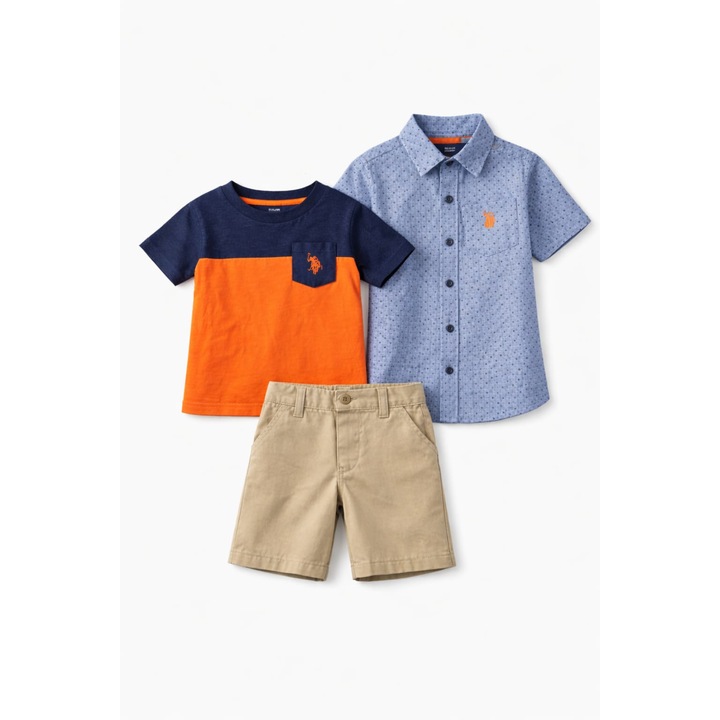 Compleu Polo bumbac 3 piese baiat 2 ani