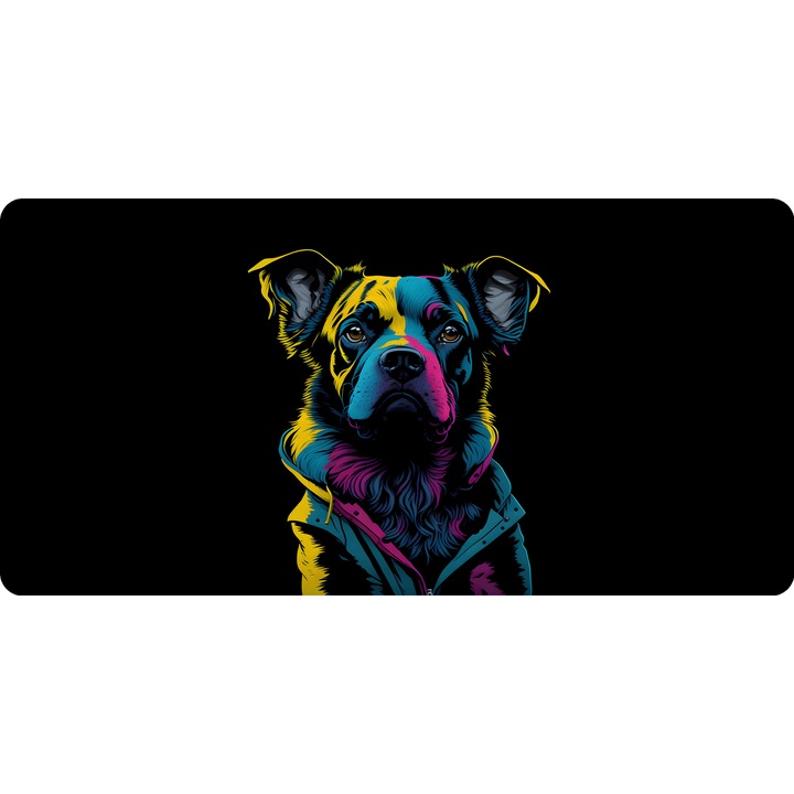 Mousepad Deskmat Dog digital art 700x350x2mm margini drepte necusute Oktane