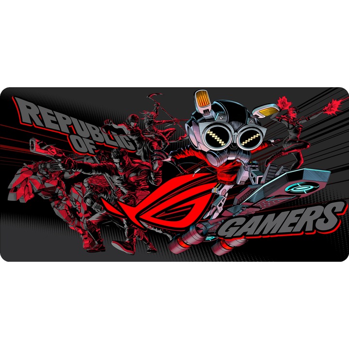 Mousepad Deskmat Asus Rog republic 700x350x2mm margini drepte necusute Oktane
