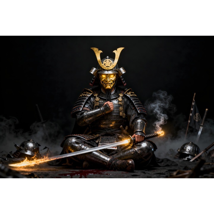 Tablou Canvas Shinbatsu No Kage, 60 x 40 cm, colectia VeliumHeroes, razboinic, stil pictura, sasiu de lemn, panza de bumbac 90%, agatatoare invizibila