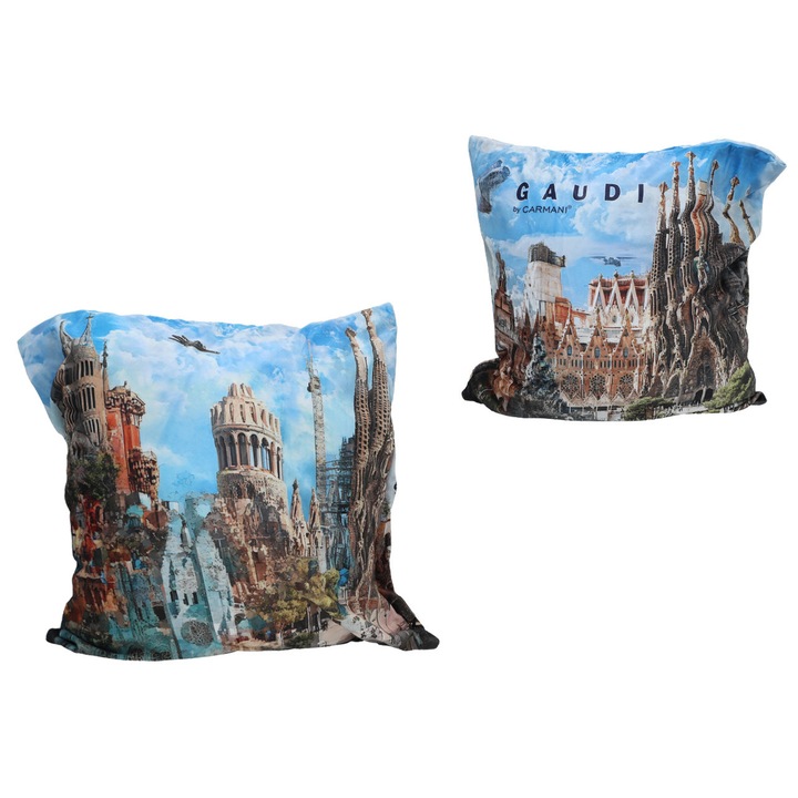 CARMANI díszpárna, bársony, élénk színek, cipzárral