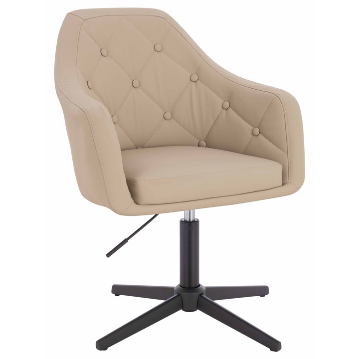 Scaun de birou, Votana, HR831CROSS, Piele Ecologica Premium Soft, Baza Neagra, Crem