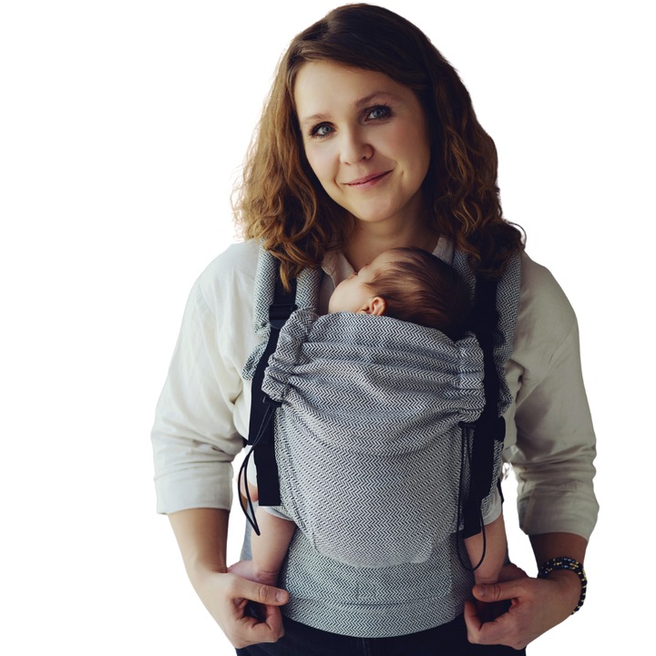 Ергономична раница Little Frog Prime Zen Path, черно-бяла, 4-20 кг, регулируеми размери