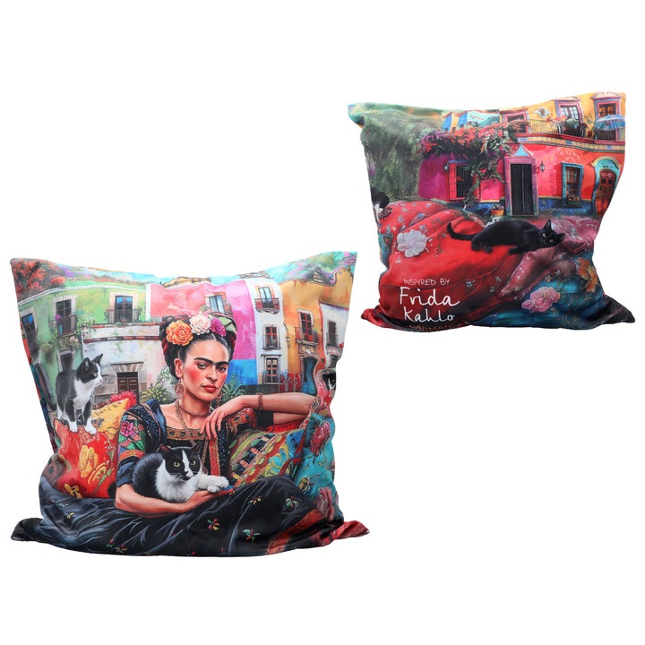 Díszpárna CARMANI Frida Kahlo, 40x40cm, többszínű