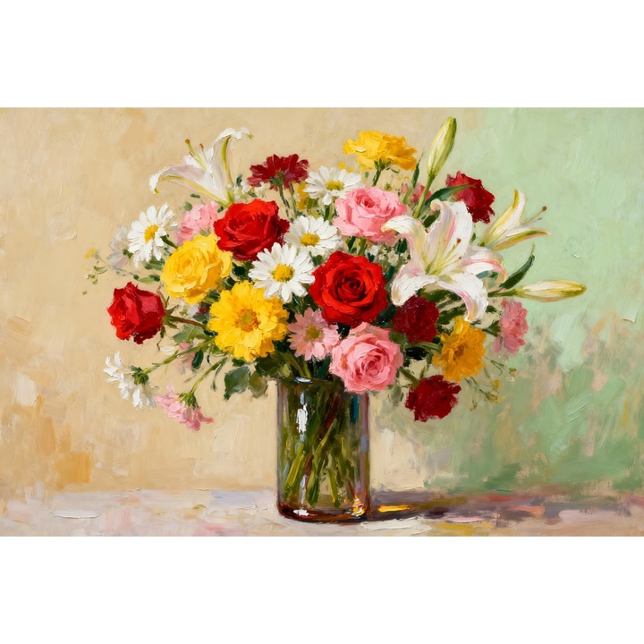 Tablou Canvas Dansul Trandafirilor 10, 90 x 60 cm, natura, peisaj, stil pictura, sasiu de lemn, panza de bumbac 90%, agatatoare invizibila