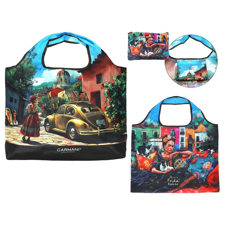 Сгъваема чанта за рамо CARMANI, вдъхновена от живопис, с вътрешен джоб, многоцветна