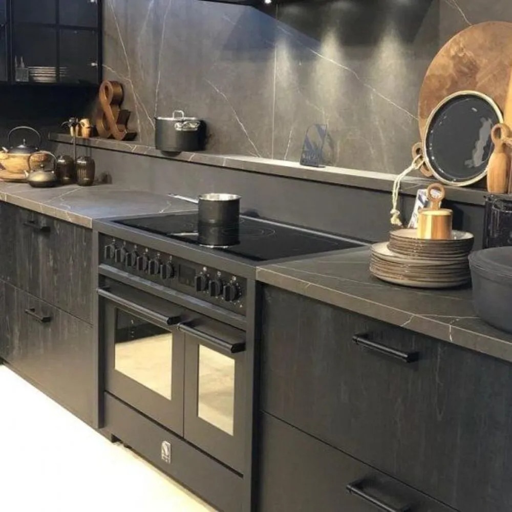 Aragaz electric cu plita pe inductie si 2 cuptoare clasa A Steel Cucine, colectie Enfasi, 100 cm, 9 programe cuptor principal, 5 zone gatire plita, temperatura 50-265°C, 4 functii cuptor secundar, iluminare interioara duala, zona Flex, negru