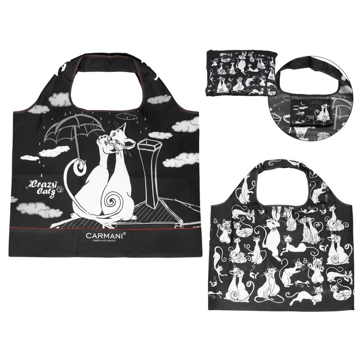 Чанта за рамо CARMANI, сгъваем модел, с вътрешен джоб, многоцветна, 2 в 1