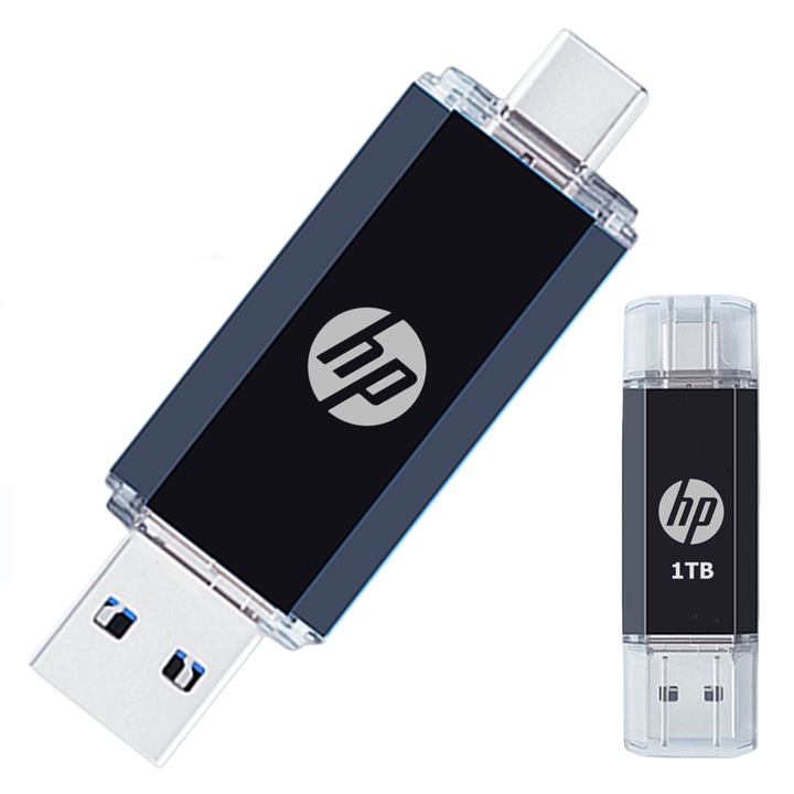 HP 1TB USB pendrive, USB-C és USB 3.0, 80MB/s olvasási sebesség, fekete