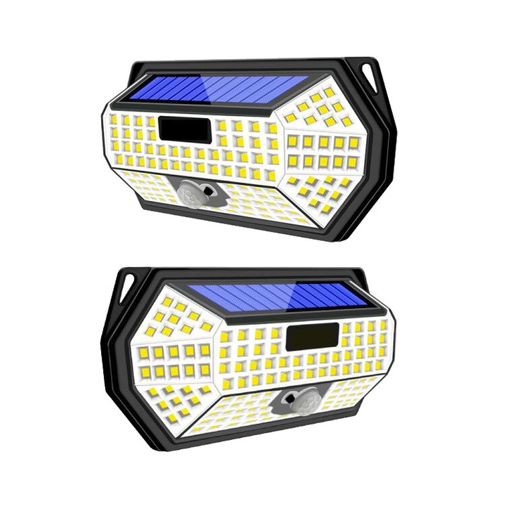 2 db napelemes lámpa szett, 148 LED-del, mozgásérzékelővel, 3 világítási móddal, IP65 vízálló