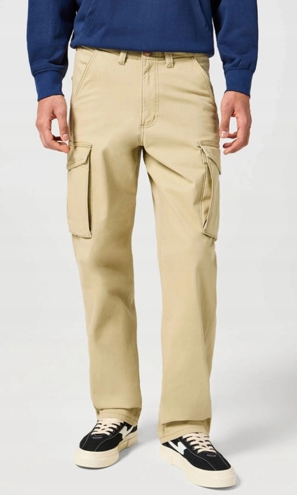 Pantaloni cargo barbati Wrangler Casey Jones, croiala lejera, bumbac/elastan, bej