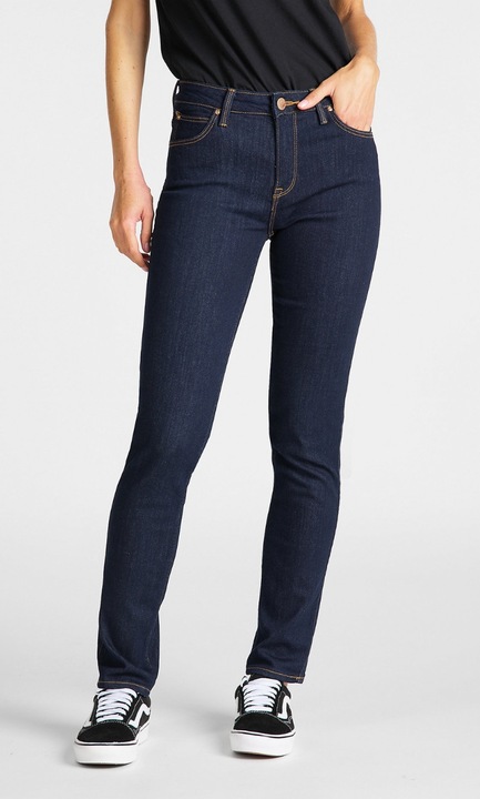 Blugi de dama Lee ELLY slim, albastru, bumbac, talie medie